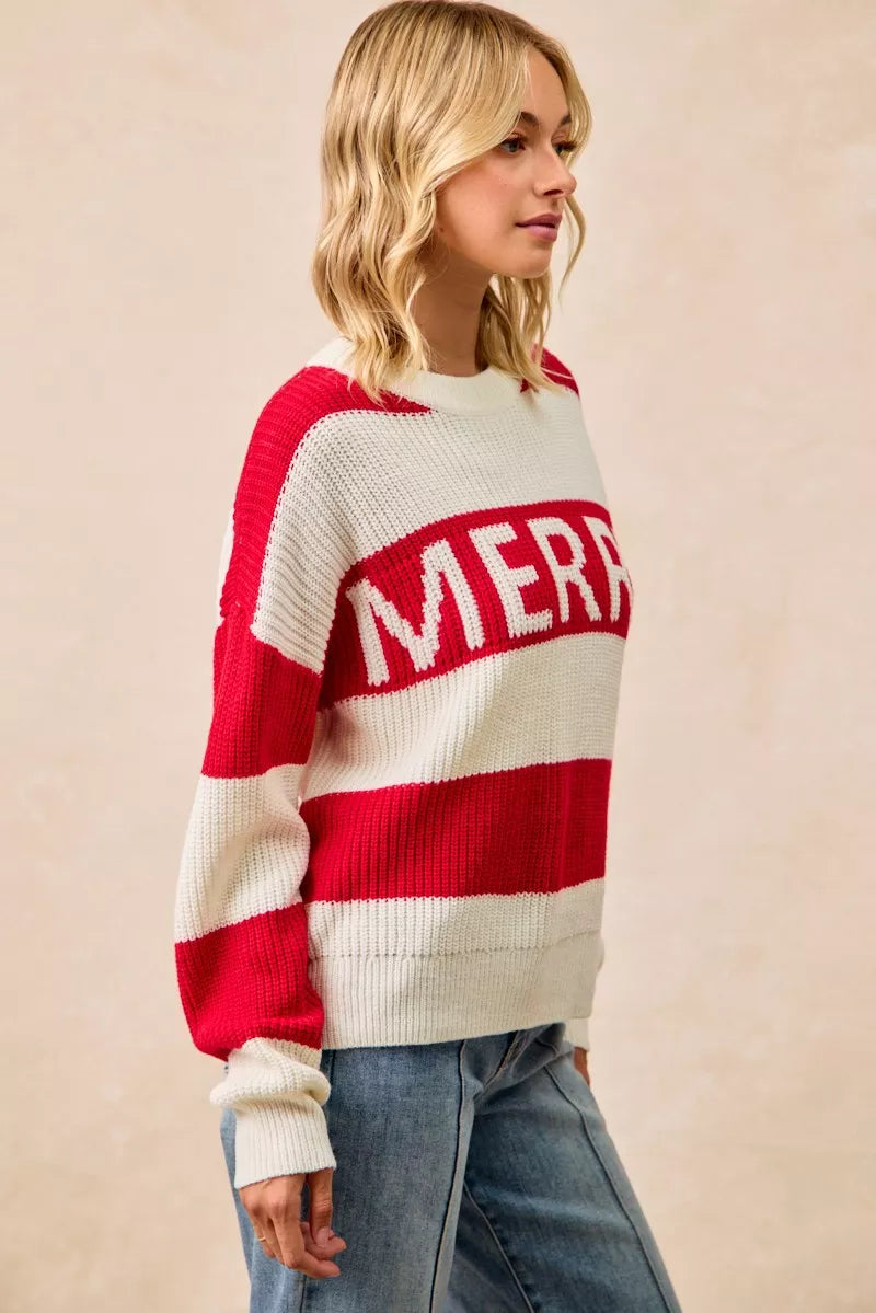 BiBi Christmas Merry Lettering Sweater OutfitFlow