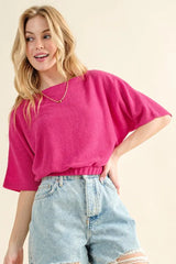 And The Why Thermal Dolman Sleeve Knit Casual Top FUCHSIA OutfitFlow