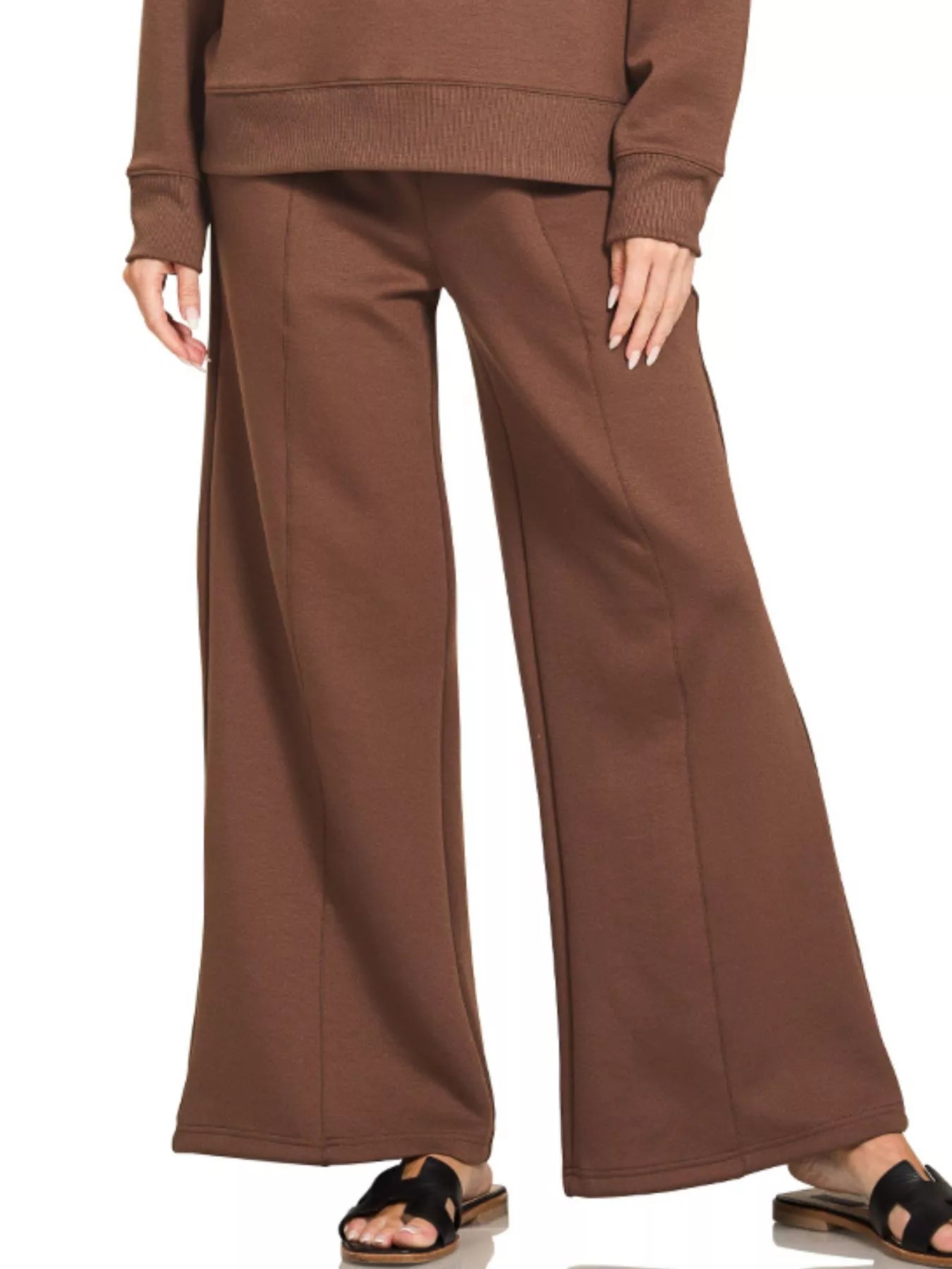 Zenana Scuba Collared Pullover and Pants Set OutfitFlow