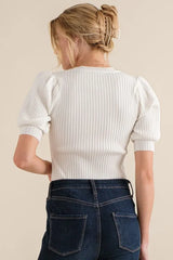 And The Why Puffed Half Sleeve Rib Basic Bodysuit OutfitFlow