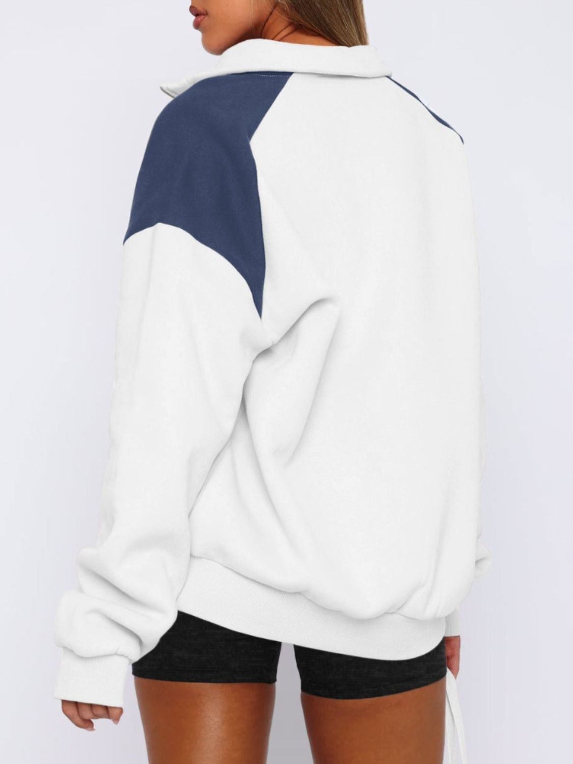 Outfit Flow - Contrast Quarter Zip Long Sleeve Sweatshirt