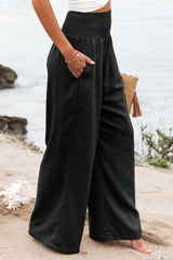 Outfit Flow - Plus Size Smocked High Waist Wide Leg Pants