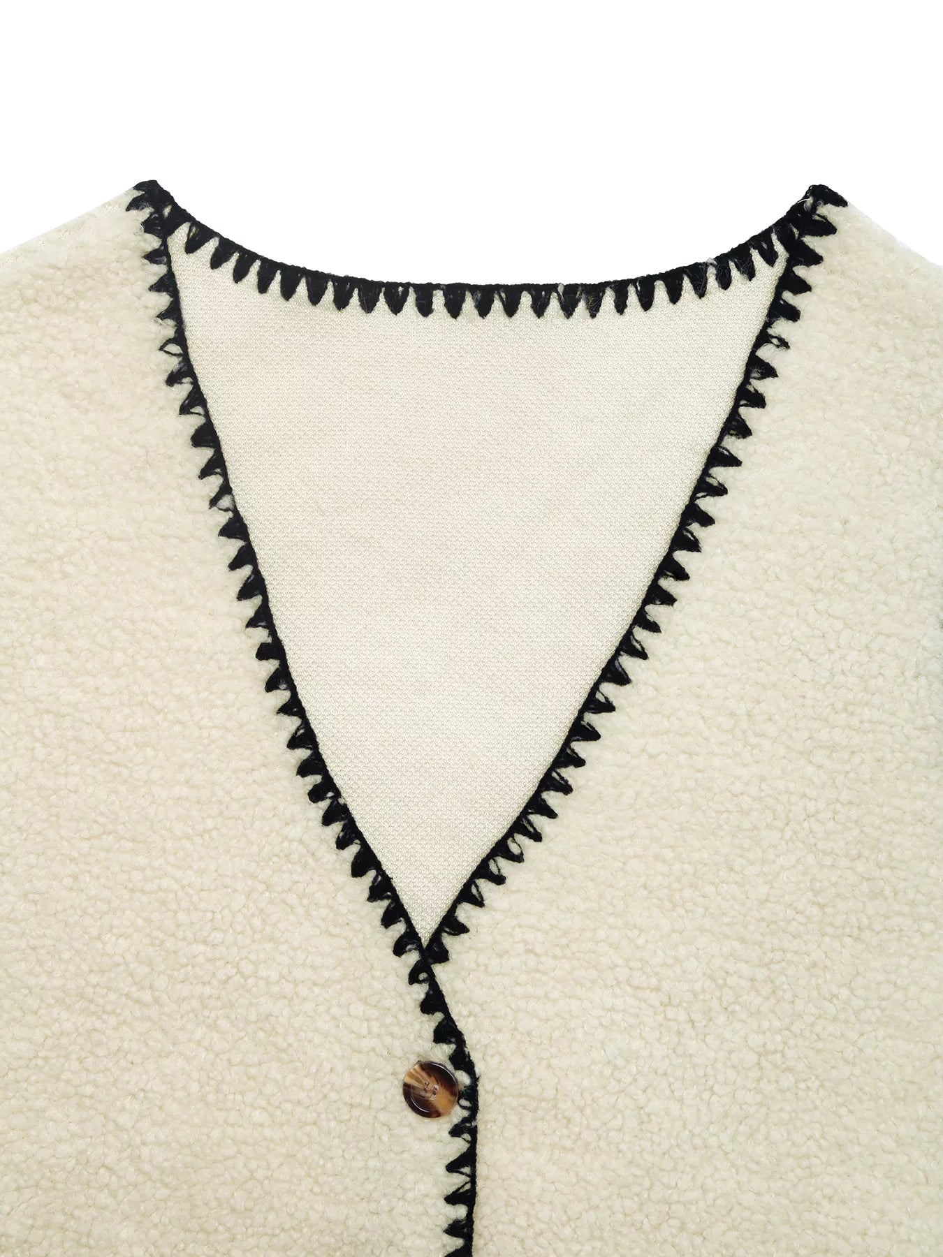 V-Neck Button Up Vest Coat Trendsi