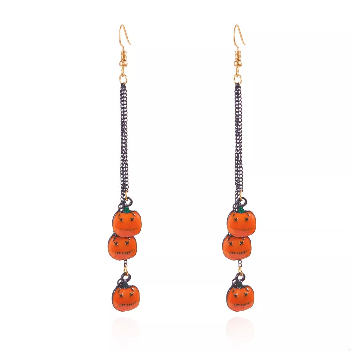 Halloween Pumpkin Chain Drop Earrings OutfitFlow