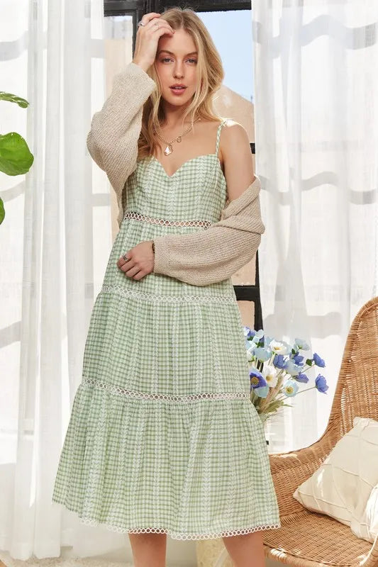 ADORA Gingham Detail Washed Dress OutfitFlow