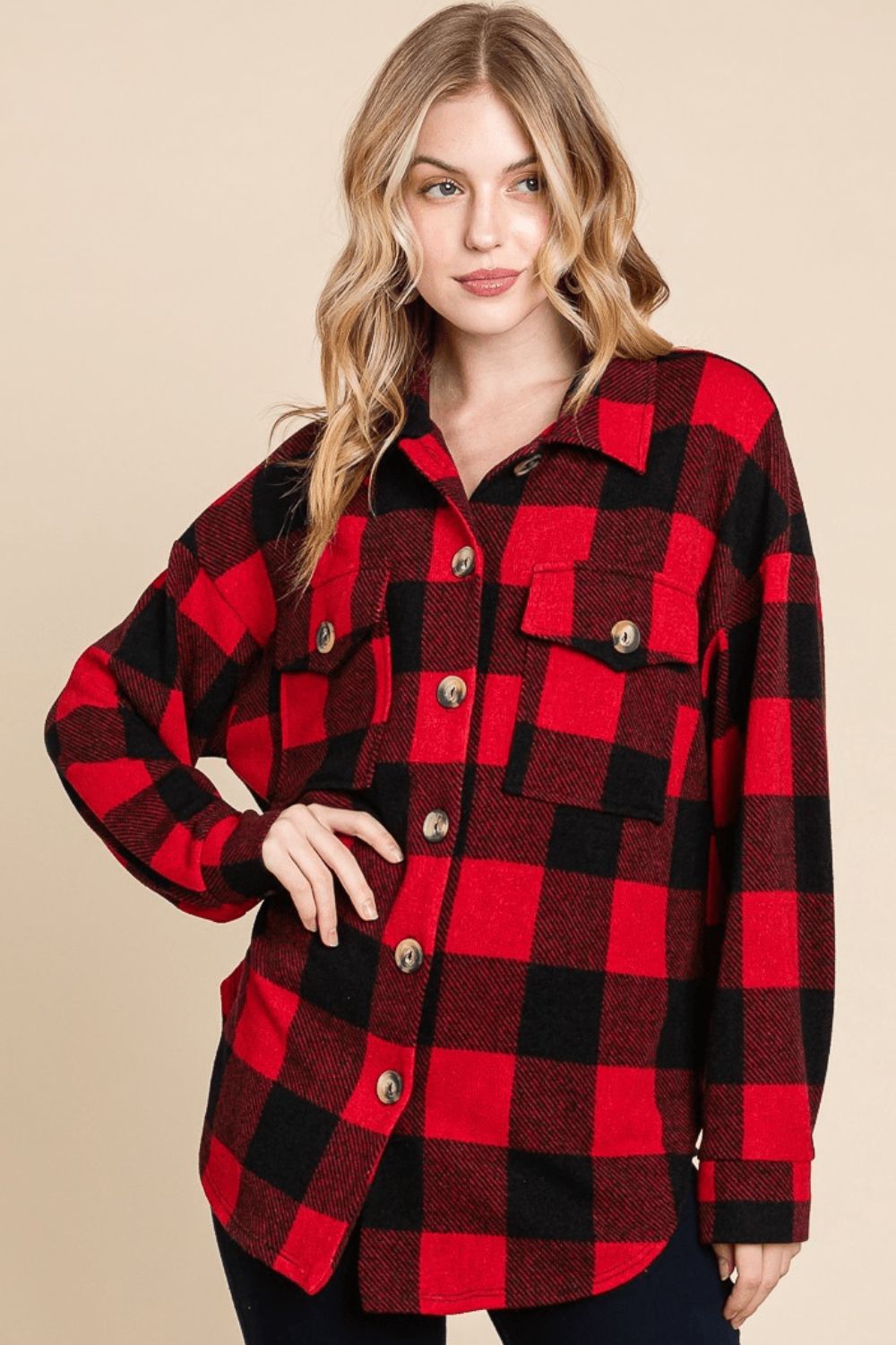 Outfit Flow - Super Lady Plaid Button Down Long Sleeve Shirt