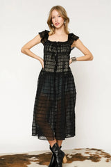 Umgee Sheer Lace Ruffled Cap Sleeve Cover Up OutfitFlow
