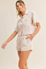 MABLE Polka Dot Collar Crop Top and Short Lounge Set OutfitFlow
