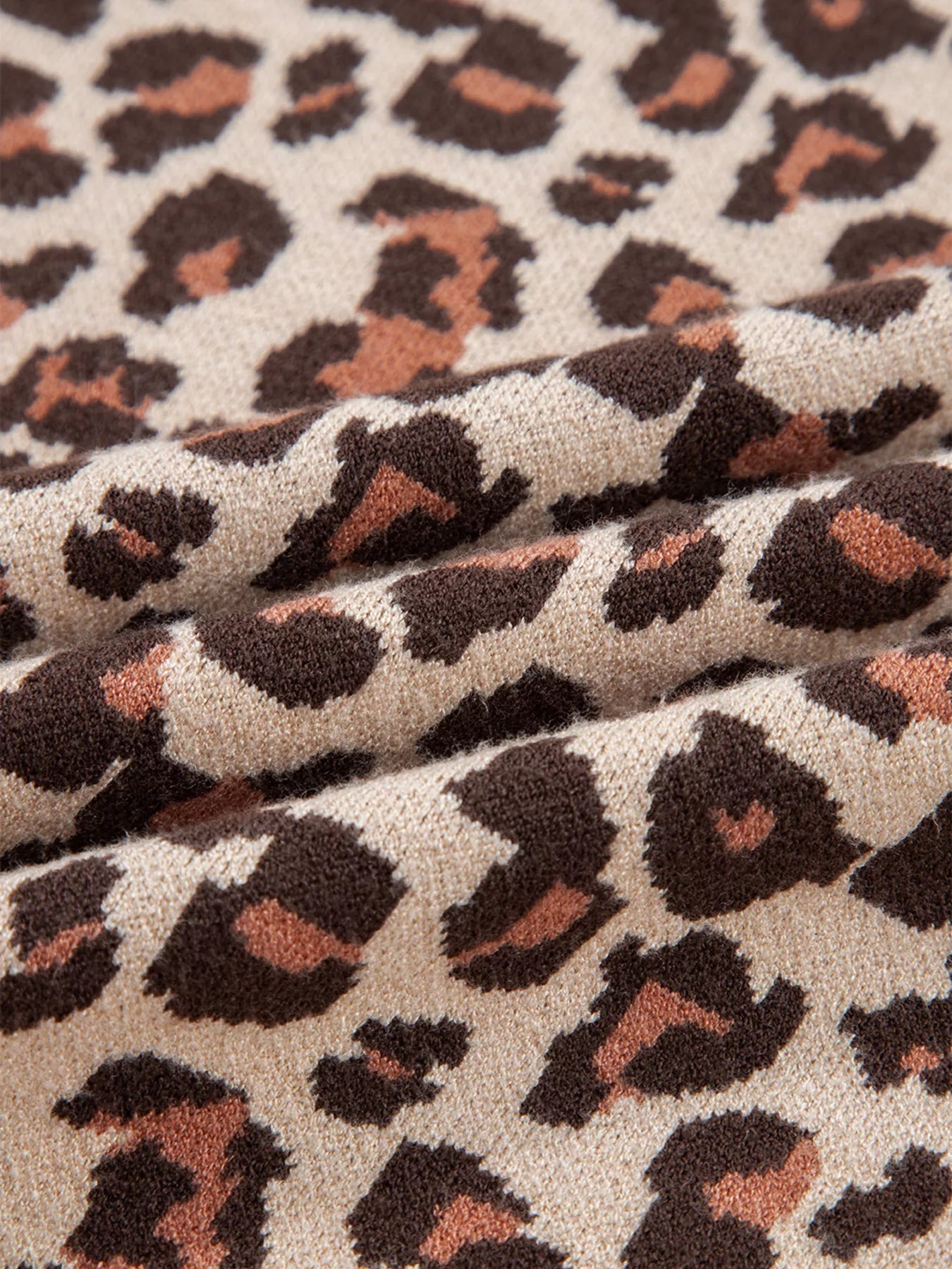 Leopard Print High Neck Shift Mini Sweater Dress OutfitFlow