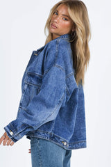 Outfit Flow - Collared Neck Button Up Denim Jacket