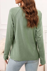 Texture Round Neck Long Sleeve T-Shirt OutfitFlow