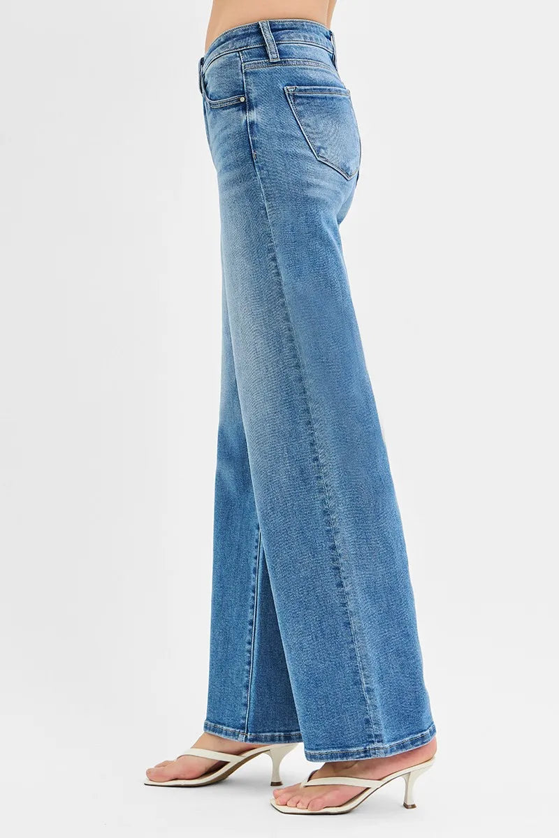 RISEN Full Size Low Rise Wide Leg Jeans Plus Size OutfitFlow