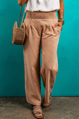 Outfit Flow - Smocked Elastic Waist Pants with Pockets