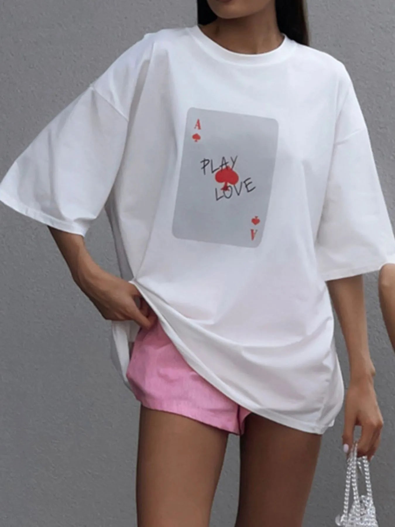 Graphic Round Neck Half Sleeve T-Shirt OutfitFlow