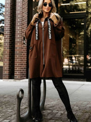 Full Size Casual Hooded Zip-Up Longline Outerwear Plus Size Trendsi