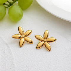 18K Gold-Plated Flower Stud Earrings OutfitFlow