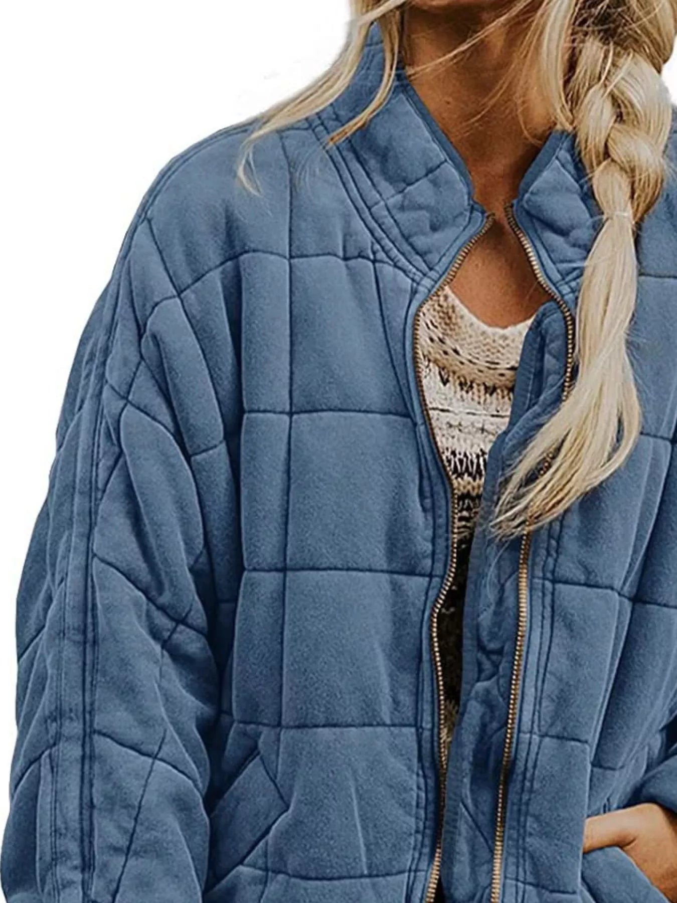Quilted Zip Up Outerwear Trendsi