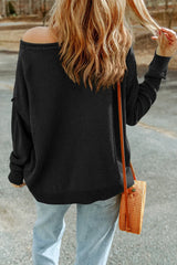 Pumpkin Round Neck Long Sleeve Knit Top OutfitFlow