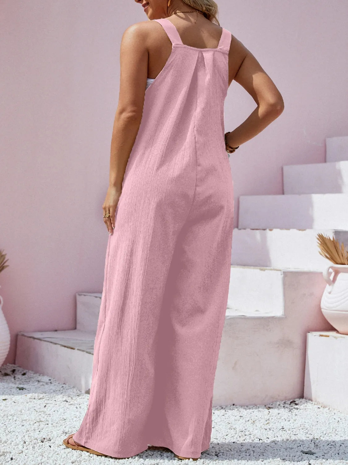 Plus Size Square Neck Wide Leg Overalls OutfitFlow