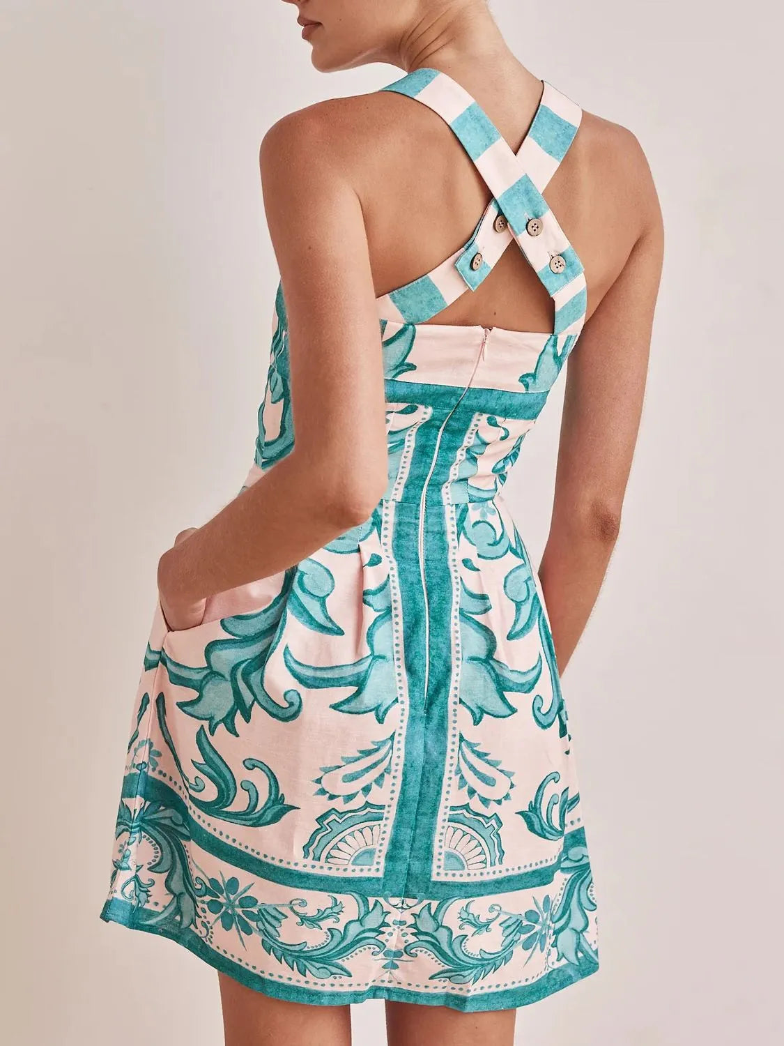Printed Square Neck Midi Dress OutfitFlow