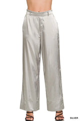 Zenana Wide-Leg Satin Pants OutfitFlow