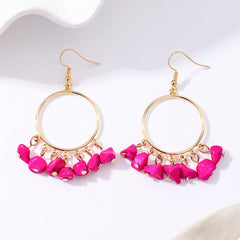 18K Gold-Plated Hoop Earrings with Tassel Beads OutfitFlow