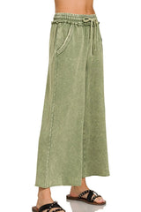 Zenana Washed French Terry Palazzo With Pockets OutfitFlow
