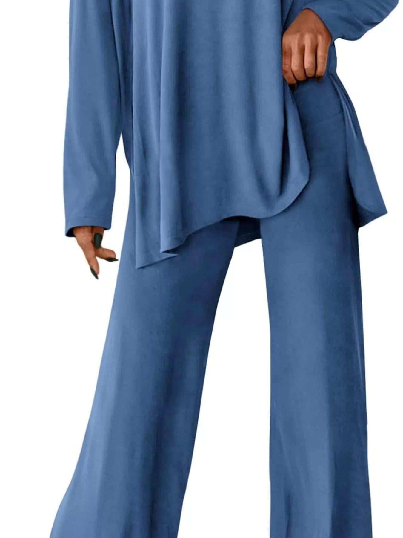 Casual Loose Long Sleeve Top and Wide Leg Pants Set Trendsi