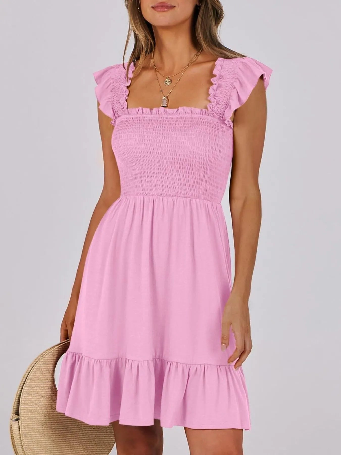 Ruffled Hem Smocked Cami Dress OutfitFlow