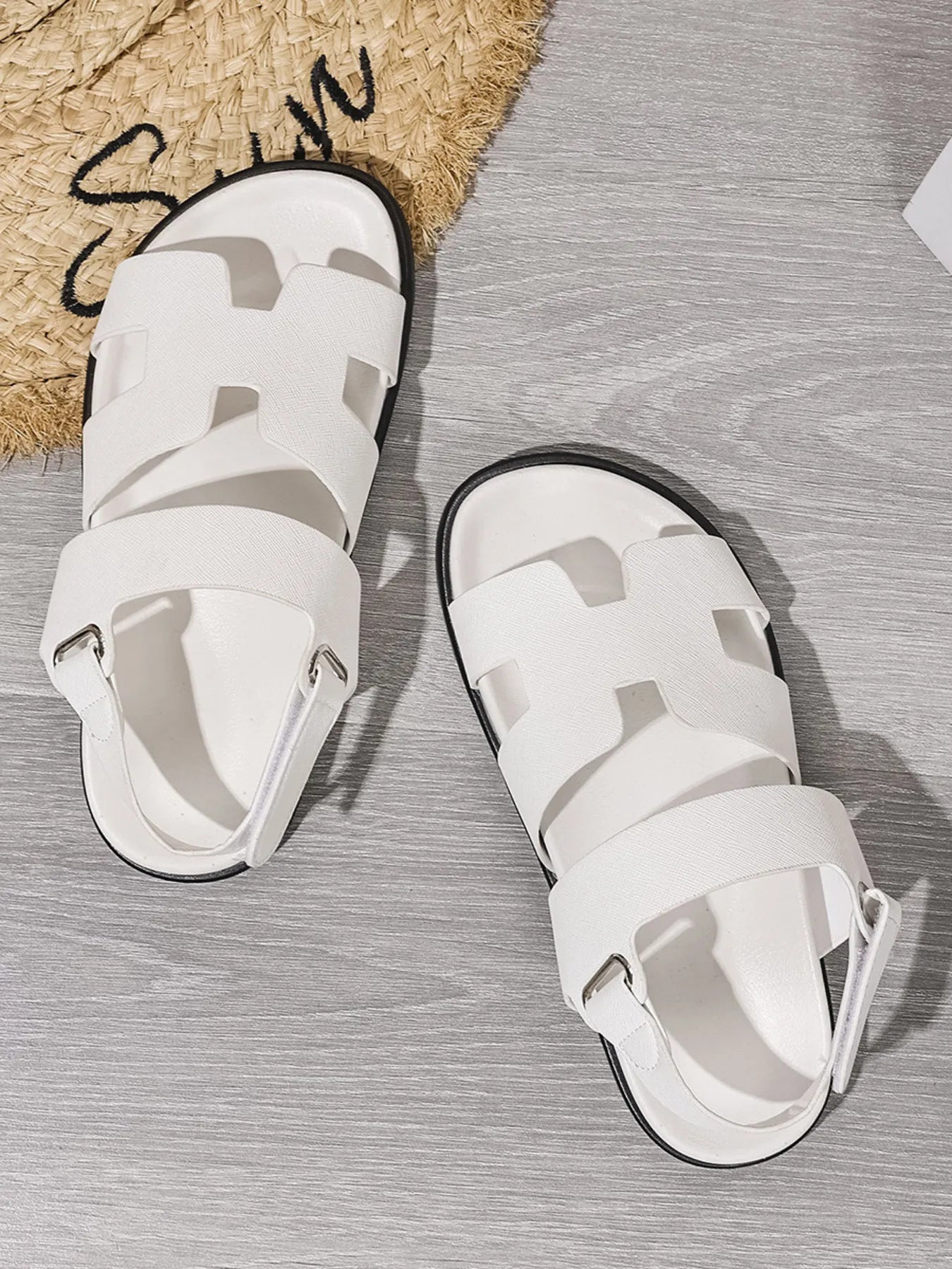 H-Style Gladiator Sandals with Ankle Strap White OutfitFlow