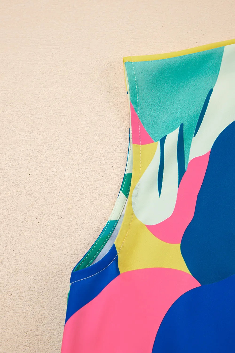 Abstract Print Cap Sleeve Pocketed Mini Dress OutfitFlow