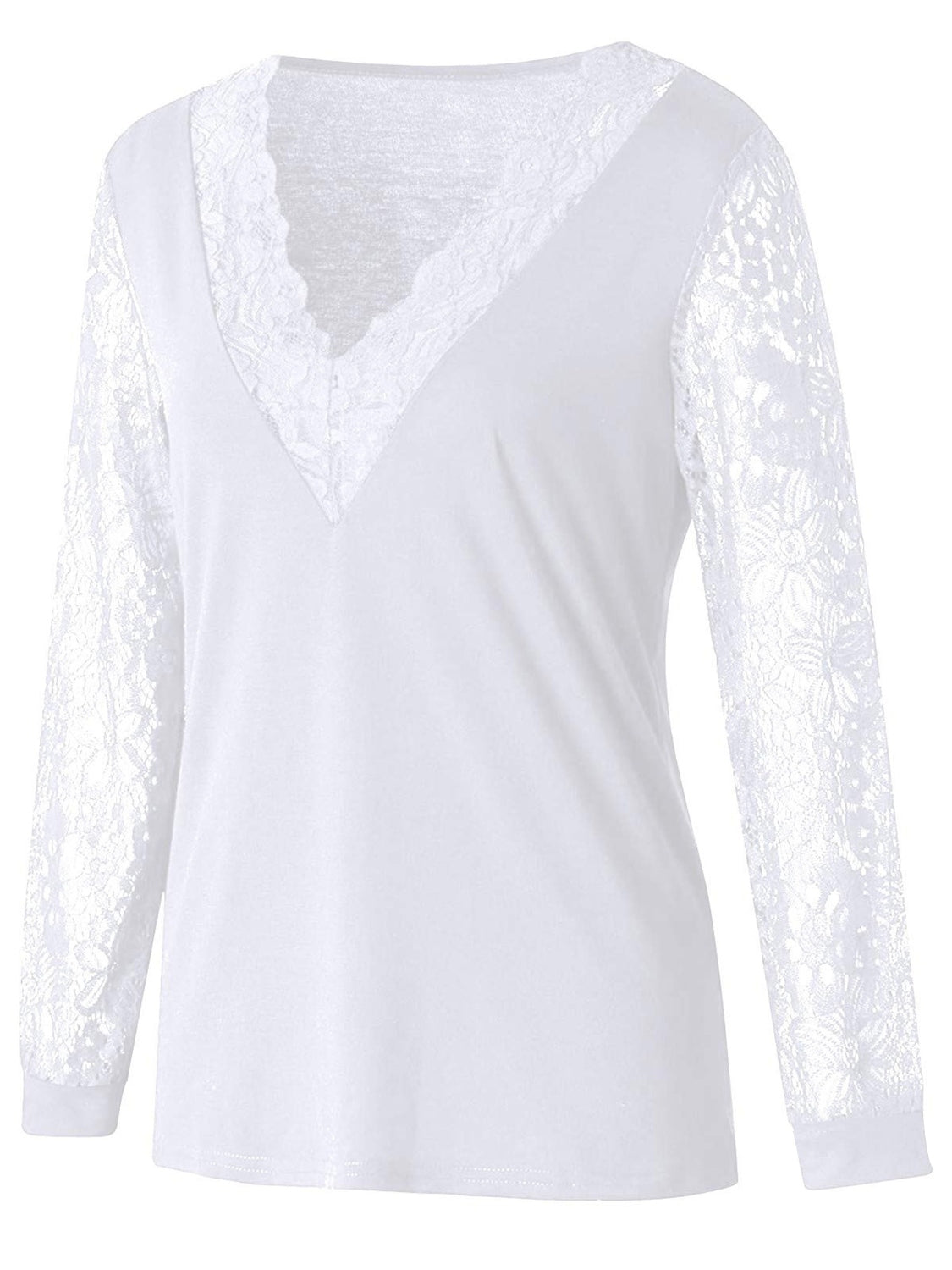 Outfit Flow - Full Size Lace Detail V-Neck Long Sleeve Blouse