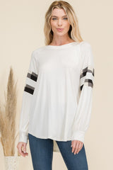 Celeste Full Size Plaid Detail Long Sleeve T-Shirt