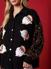 Christmas Santa Sequin Long Sleeve Shirt OutfitFlow