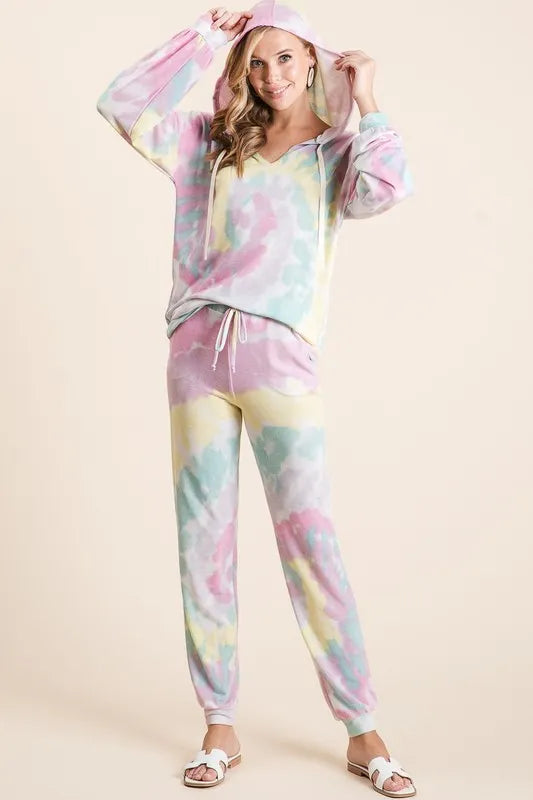 BiBi Tie Dye French Terry Casual Pants OutfitFlow