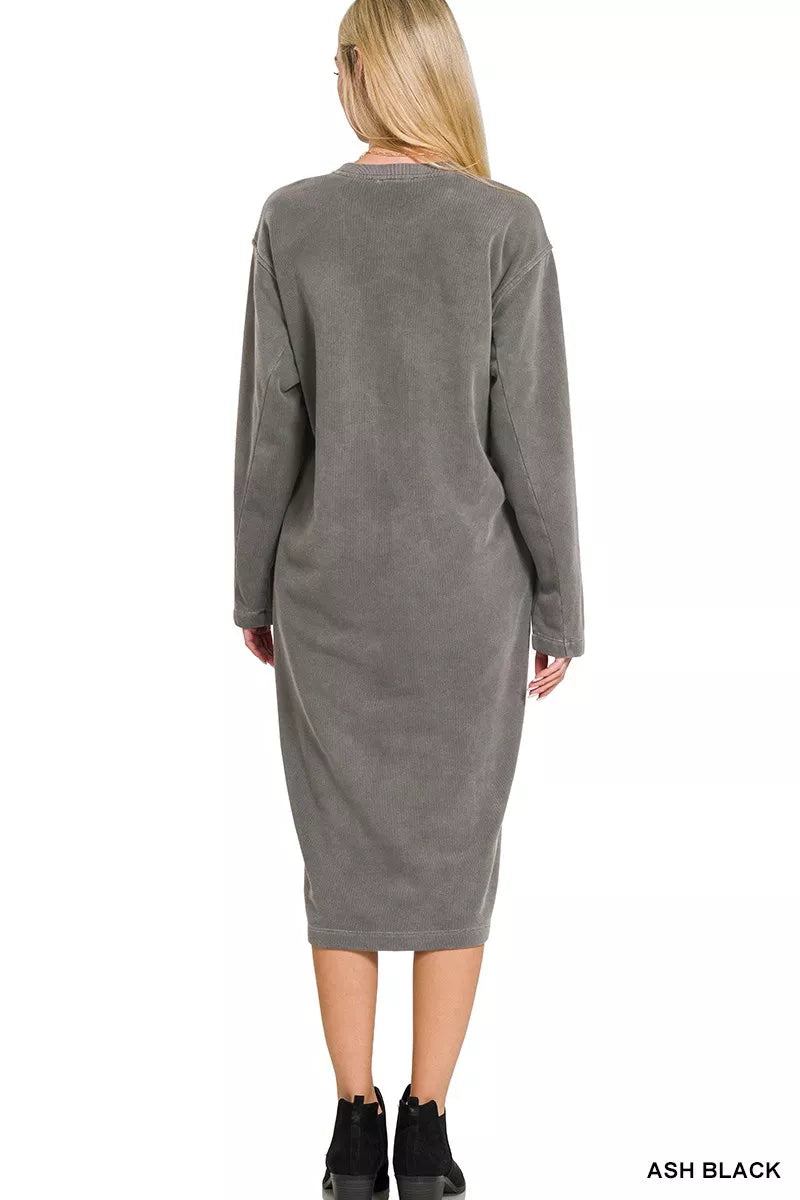 Zenana Soft Fleece Pigment Dye Sweatshirts Dress OutfitFlow