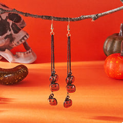 Halloween Pumpkin Chain Drop Earrings OutfitFlow