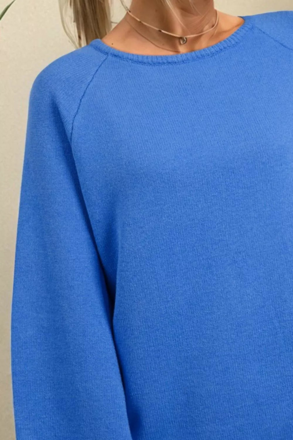 Solid Color Knit Loose Bracelet Sleeve Dolman Sweater OutfitFlow