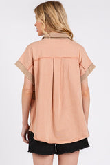 Mittoshop Mineral Washed Half Button Polo Top OutfitFlow