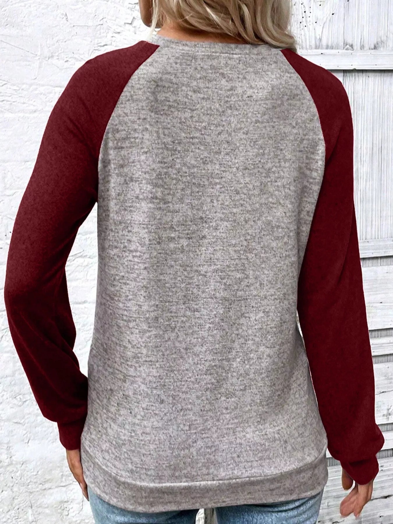 Color Block Raglan Long Sleeve T Shirt OutfitFlow