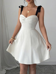 Sweetheart Neck Tie Shoulder Dress OutfitFlow