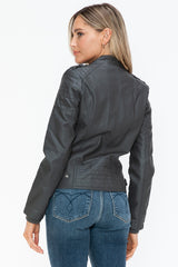 Outfit Flow - Snobbish PU Leather Biker Jacket with Side Zip Pockets