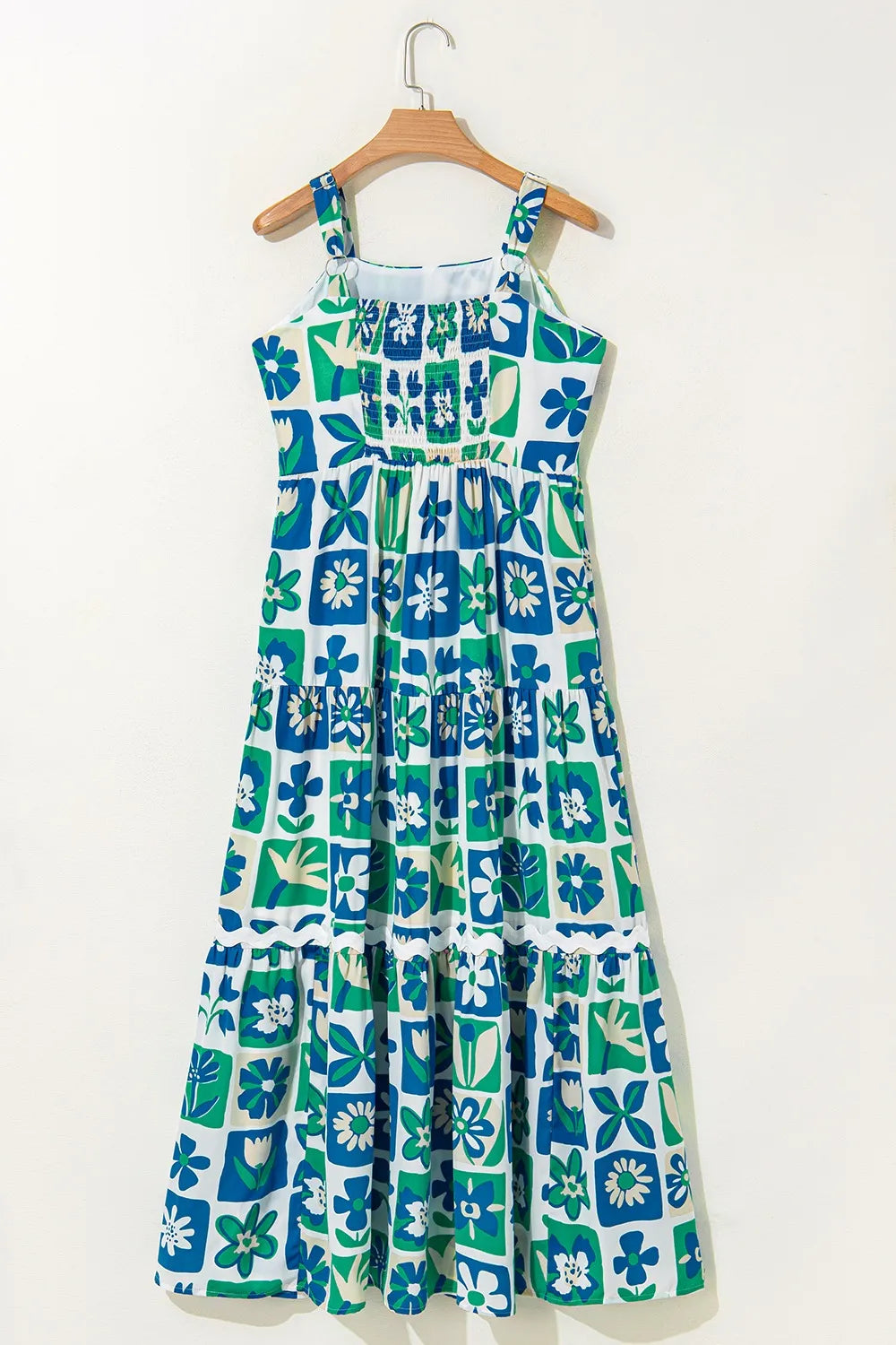 Floral Mixed Pattern Ruffle Flutter Sleeve Buttoned Dress OutfitFlow