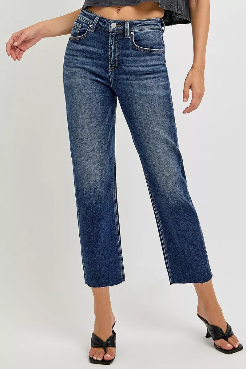 RISEN High Rise Slim Barrel Jeans OutfitFlow