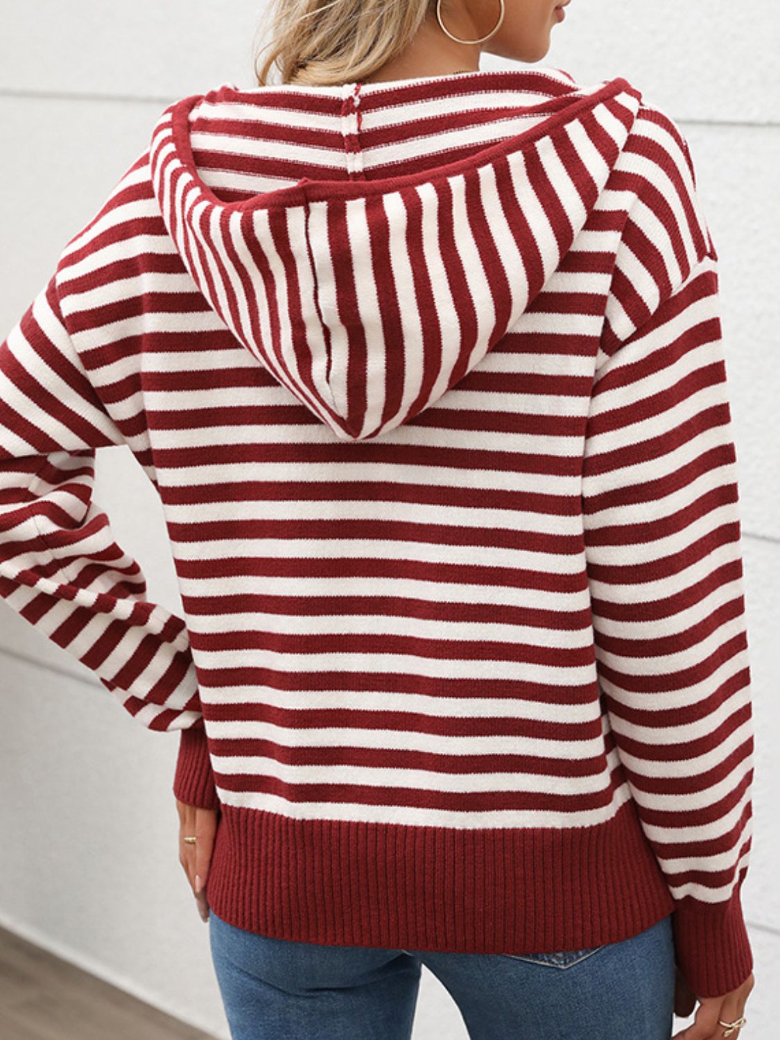 Outfit Flow - Perfee Striped Long Sleeve Hooded Sweater