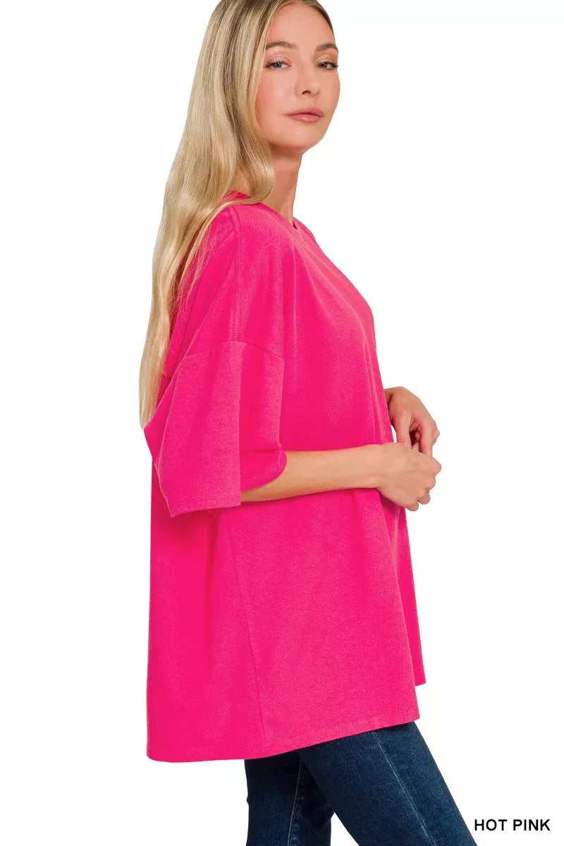 Zenana Cotton Short Sleeve Oversized Tunic Tee OutfitFlow