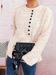 Button-Front Side-Tie Sweater OutfitFlow