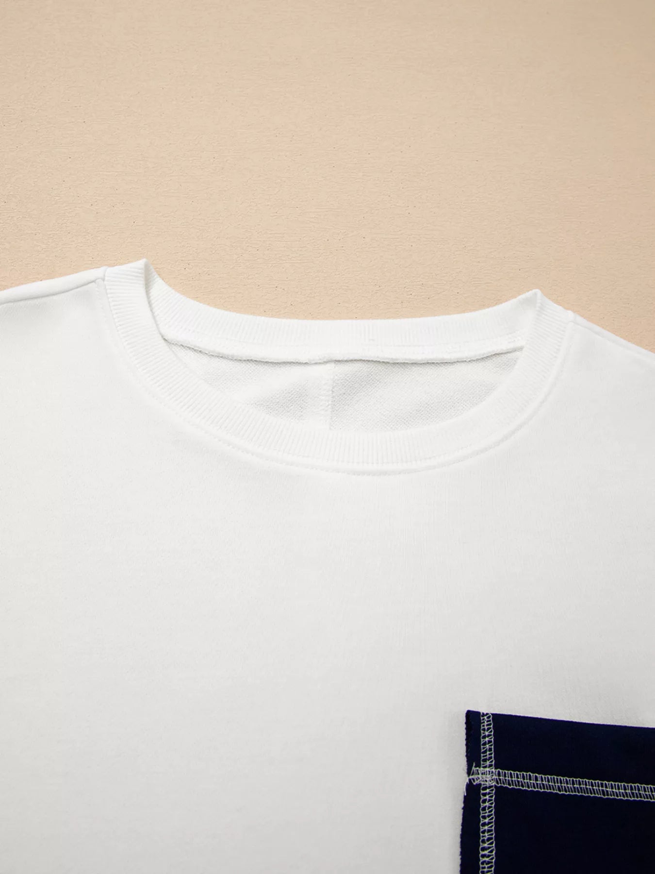 Exposed Seam Detail Color Block Patch Pocket Drop Shoulder Sweatshirt OutfitFlow