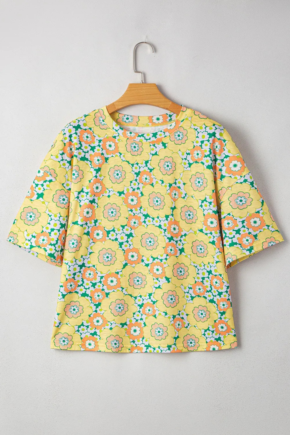 Floral Print Round Neck Oversized T-Shirt OutfitFlow
