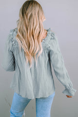 Frill Trim Flounce Sleeve Blouse